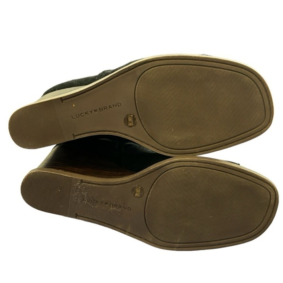 Lucky Brand Black Lureli Peep-Toe Platform Wedge Suede Bootie Size 7.5 - Picture 11 of 11